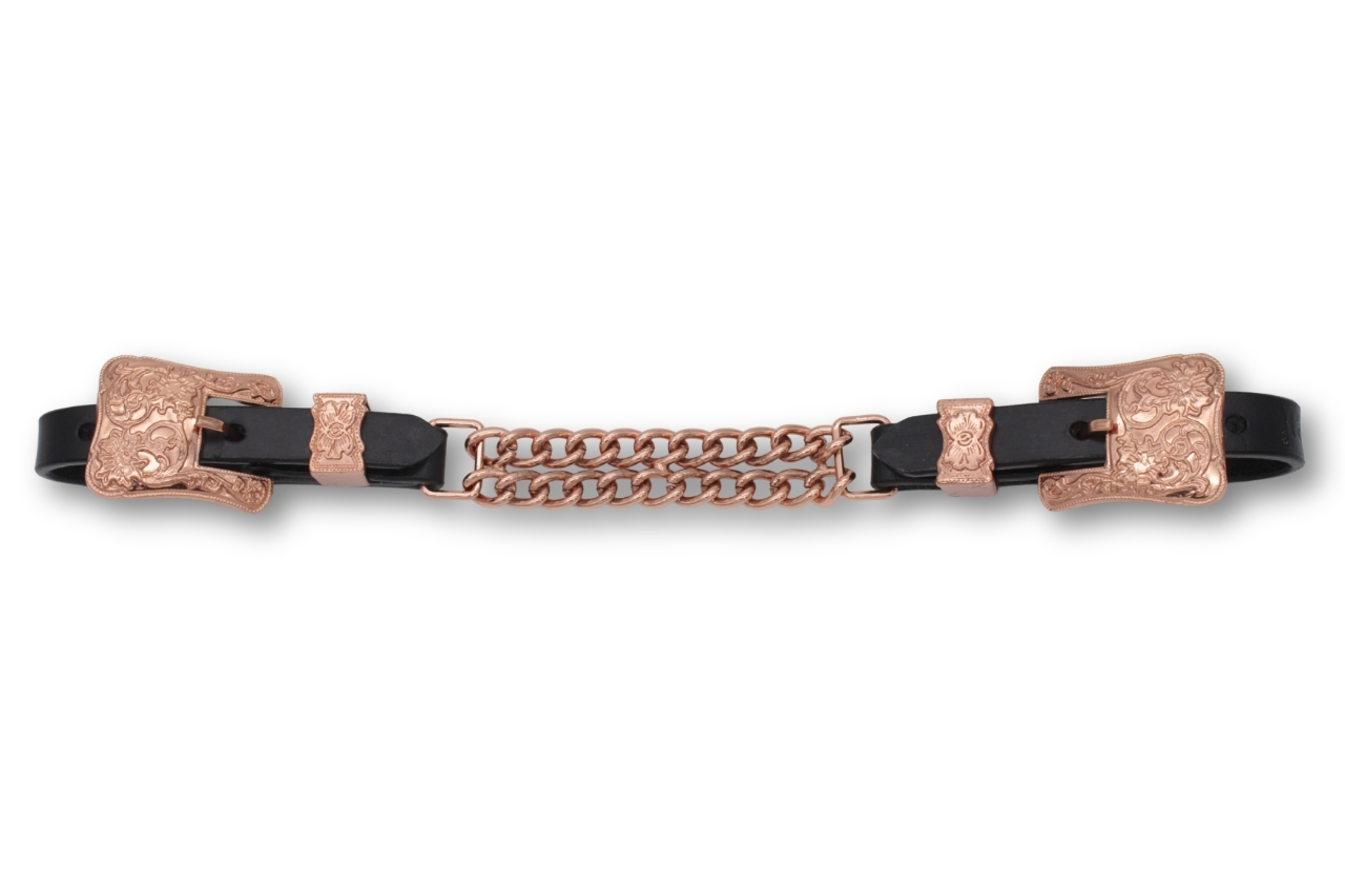 Chin chain rose gold, leather