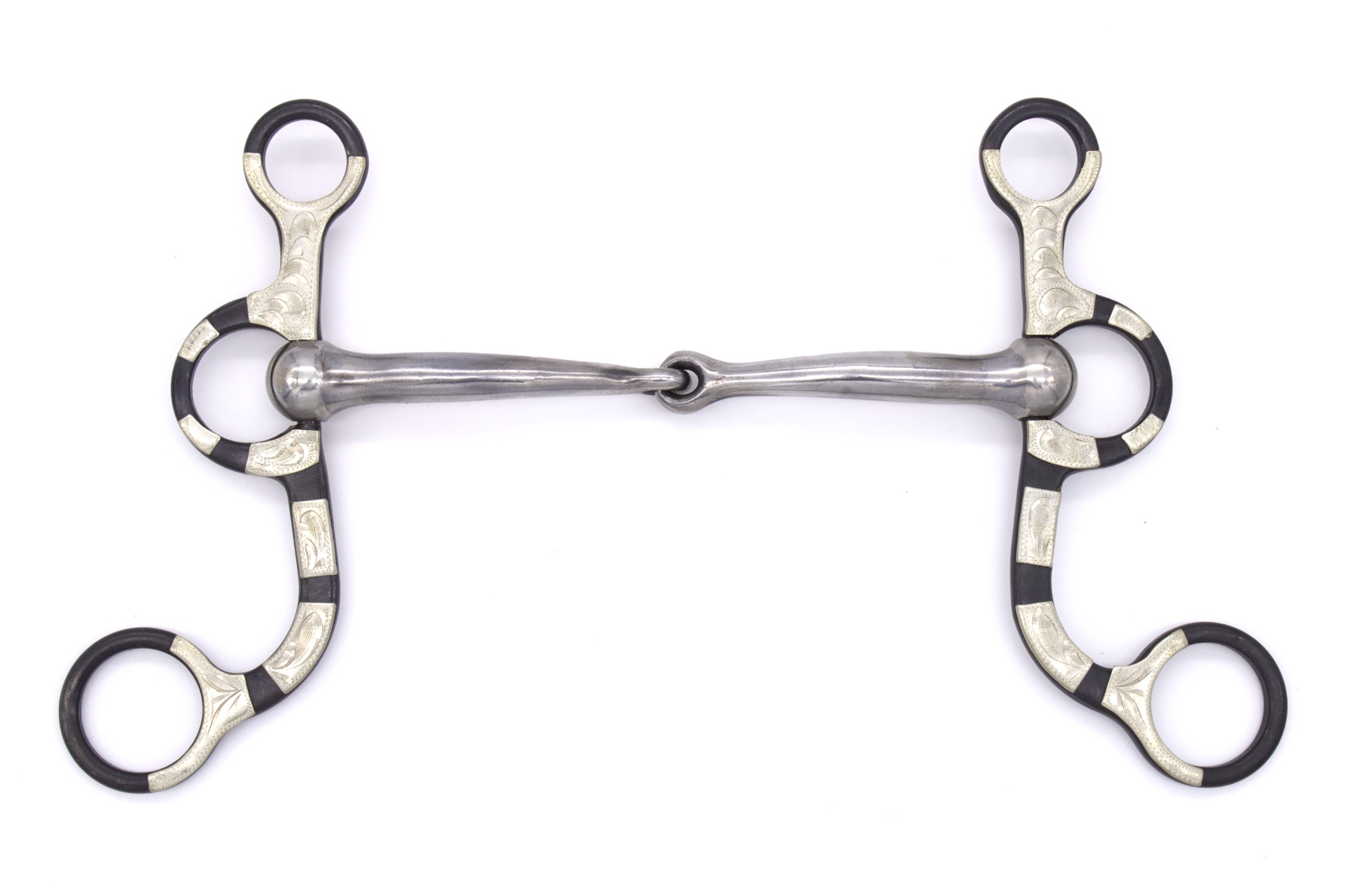 Western Snaffle Bit mit Shanks und silberfarbenen Akzenten