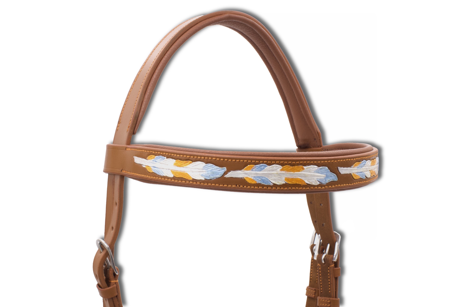 Sidepull super soft, anatomisch, braun, mit Federdesign, gebissloses reiten