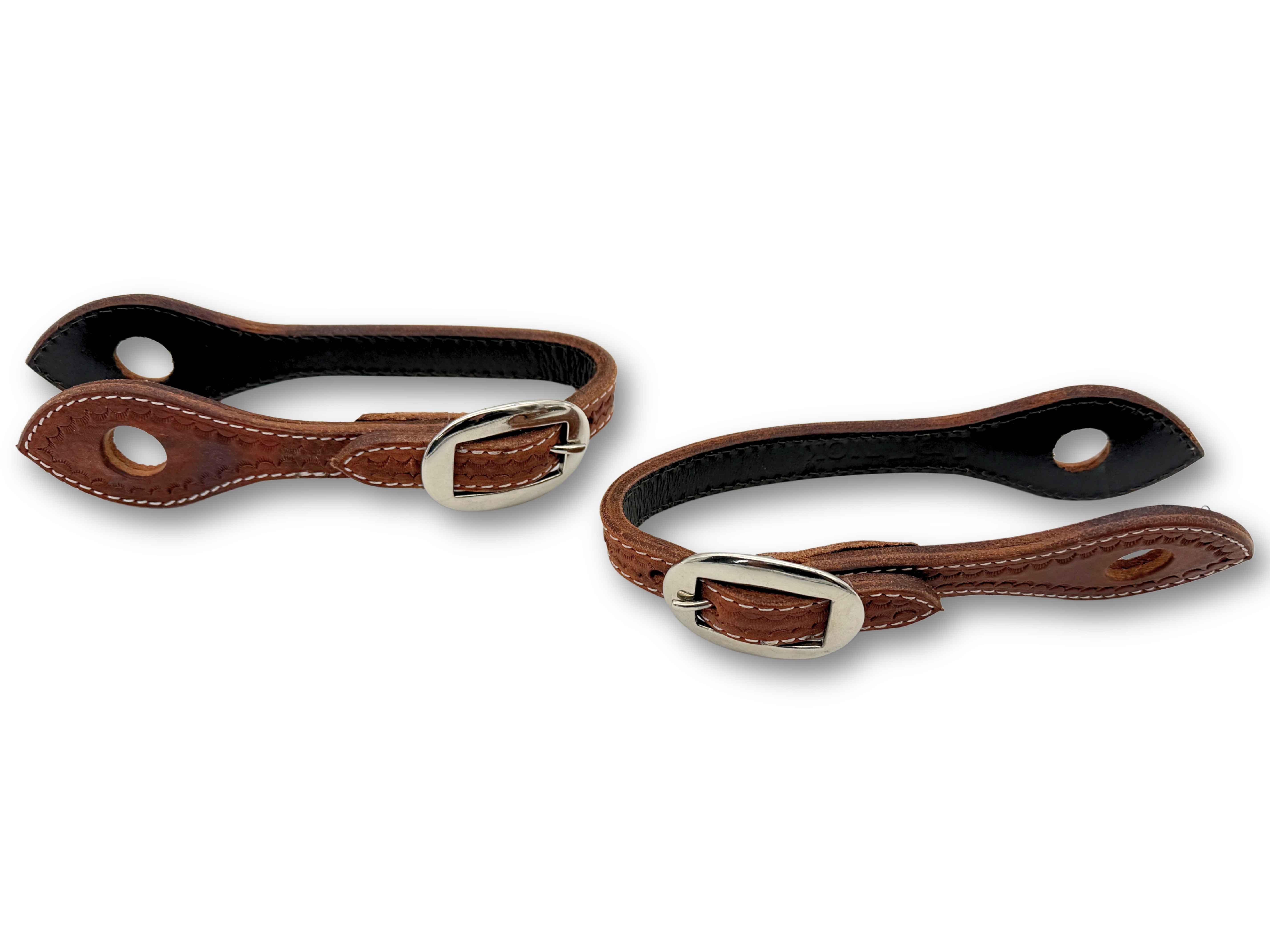 Quick Change leather slobber bars made from American leather with hallmark, brown