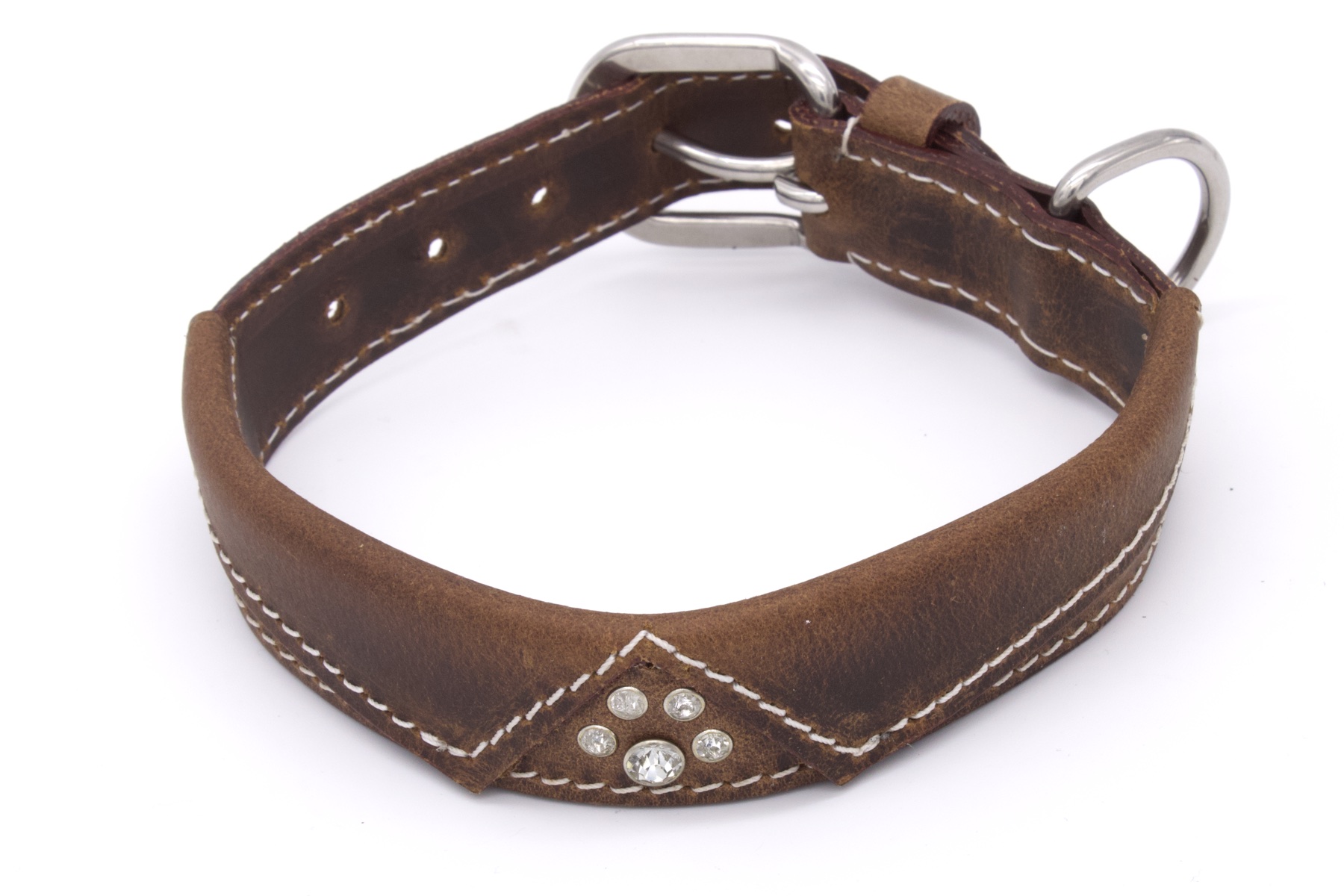 Vintage Hundehalsband mit Kragen aus Echtleder mit passender Hundeleine