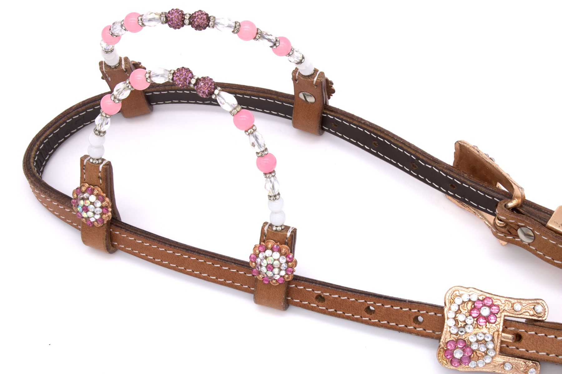 Zweiohr Show Westerntrense Pink/Rosegold mit Perlen-Earloop