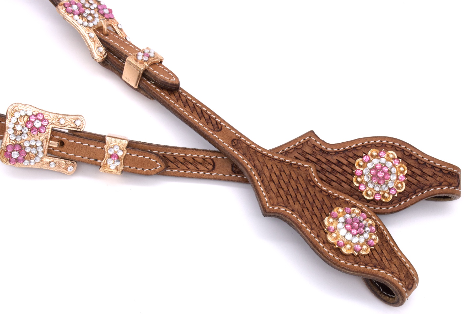 Zweiohr Show Westerntrense Pink/Rosegold mit Perlen-Earloop