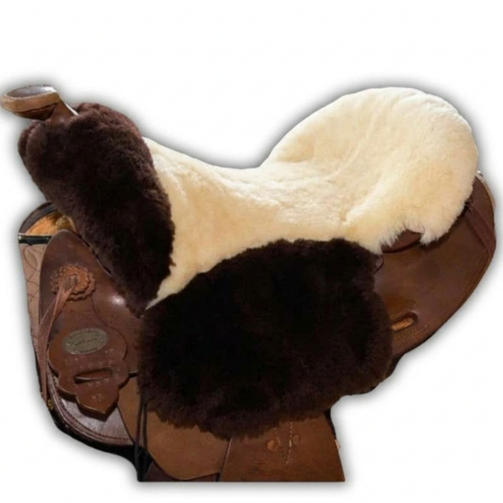 Sheepskin Western Saddle Seat Cover with Horn Cutout