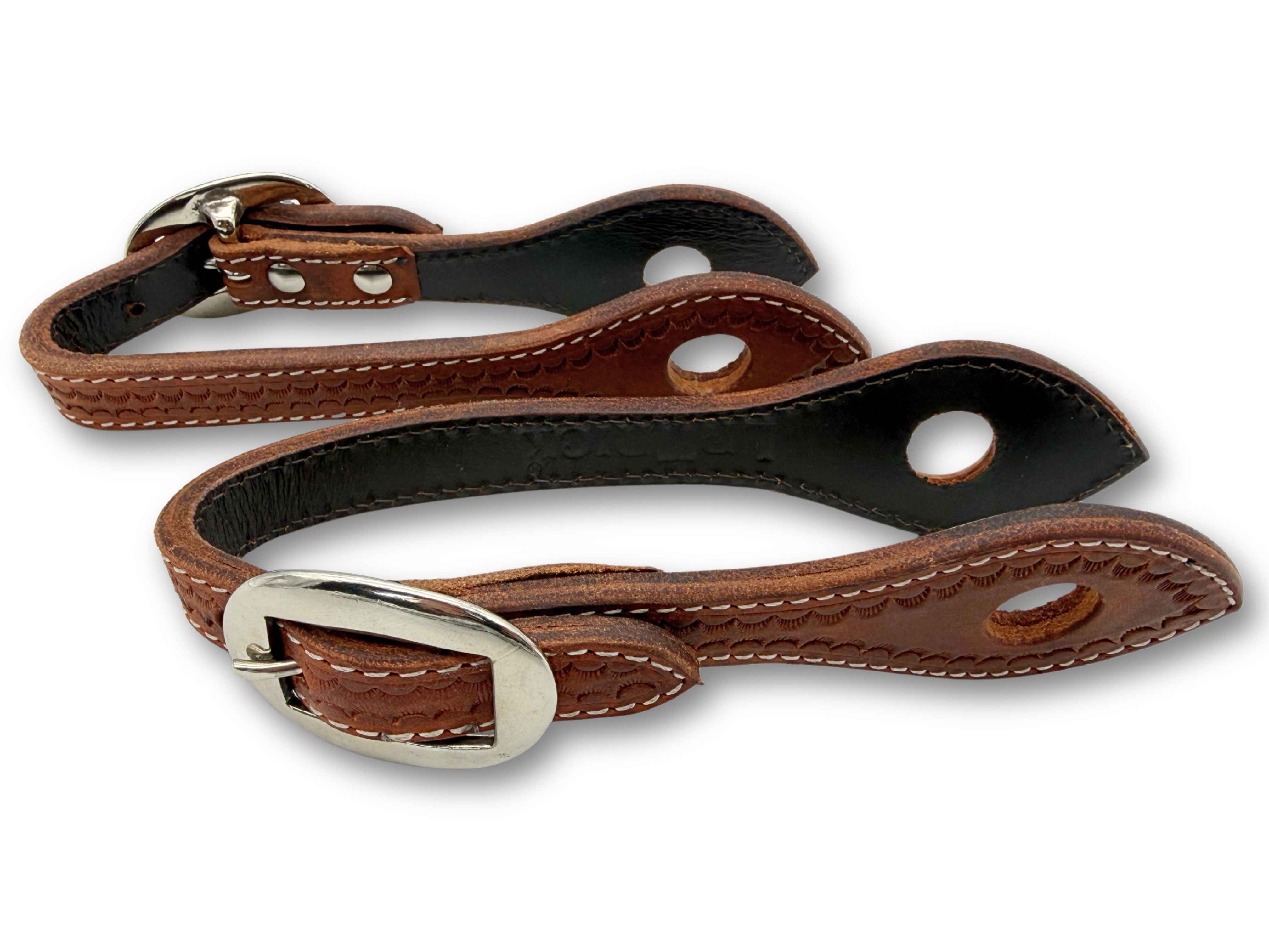 Quick Change leather slobber bars made from American leather with hallmark, brown