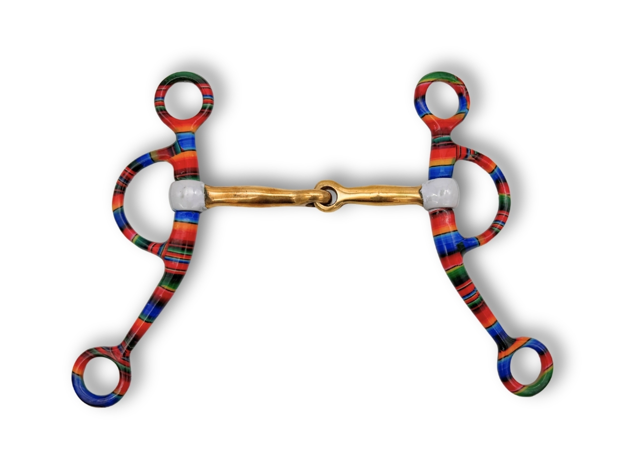 Argentinian snaffle bit with shanks in colorful design, single broken, 11,5cm 
